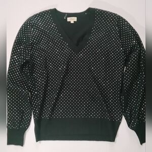 Elan Womens Sweater Large Black Sequin Studded Y2K Cocktail Party Comfy Chic Top